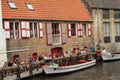Boat dock in Bruges canal Belgium